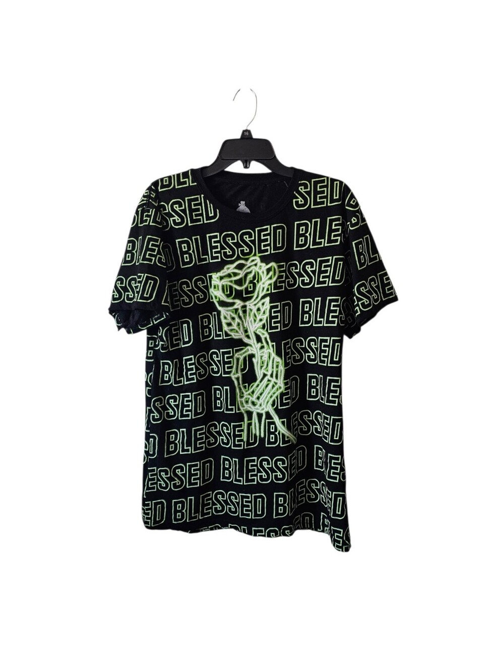 Launder by Bailey Apparel Blessed Men's Shirt Large Black Neon Green Streetwear